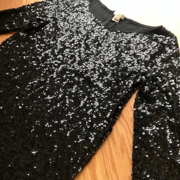 NWT J. Crew Boatneck Sequin Top in Black - Picture 3 of 7